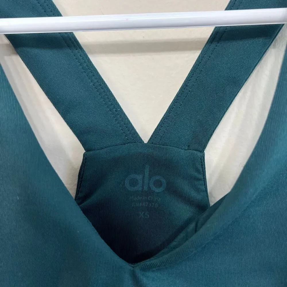 Alo Yoga Airbrush Real Bra Tank Midnight Green XS Women
